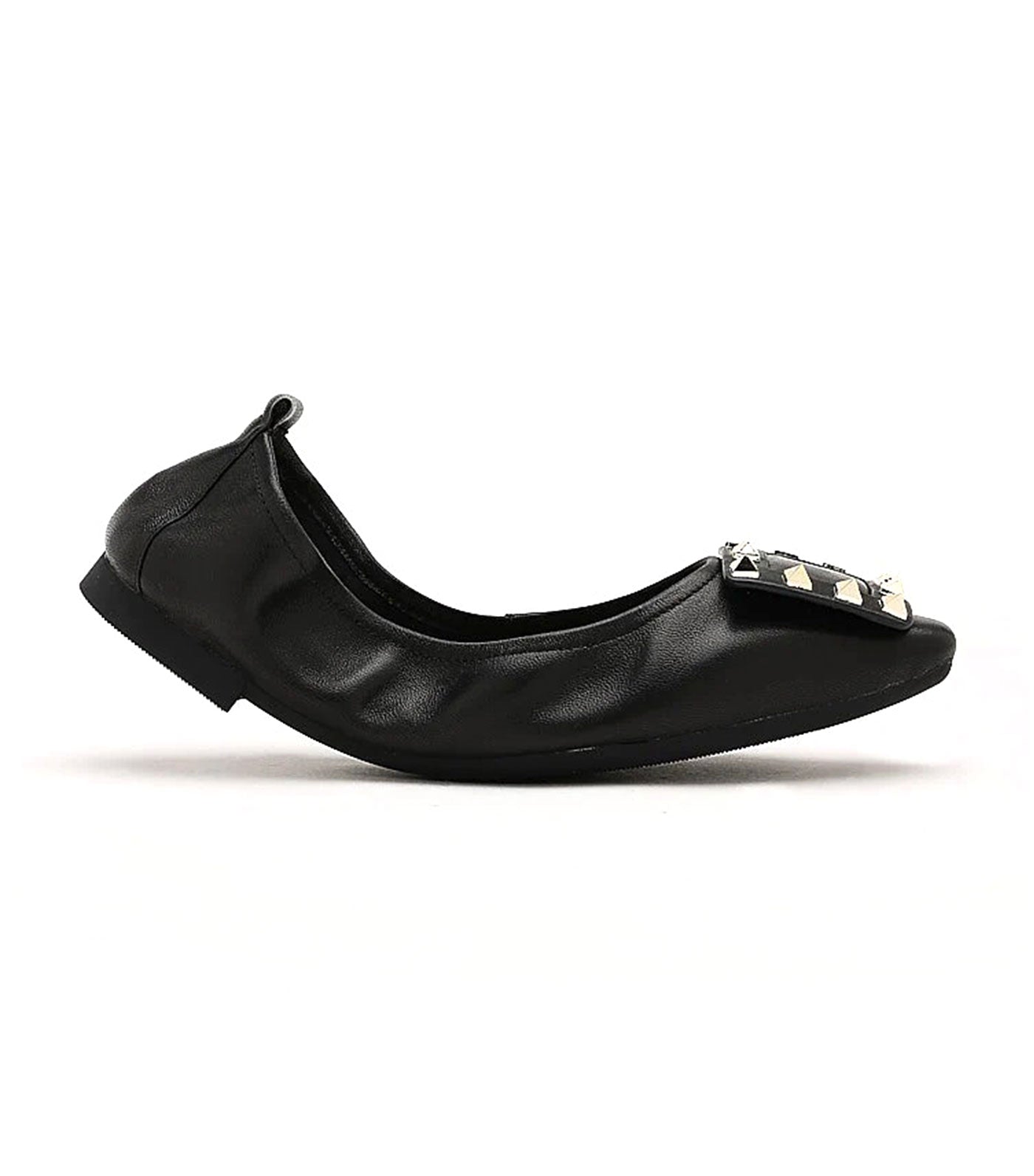 Vivienne Studded Foldable Flats Black