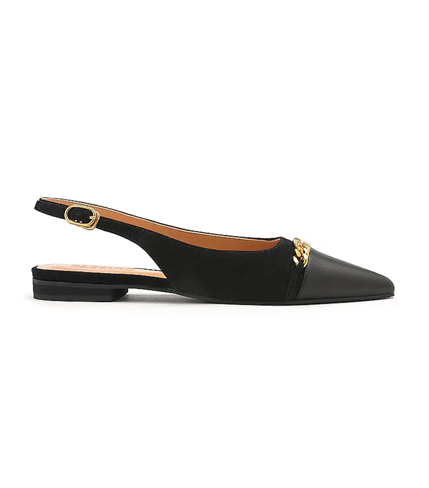 Black pointed slingback store flats