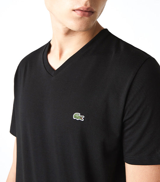 Men's V-Neck Pima Cotton Jersey T-shirt Black