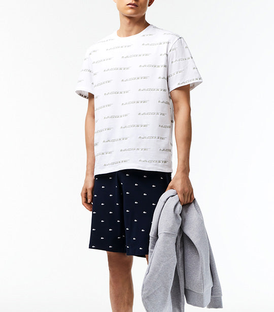 Men’s Cotton Jersey Logo Print T-shirt White/Lychen Khaki