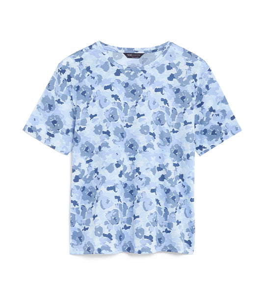 Printed Crew Neck Relaxed T-Shirt Blue Mix
