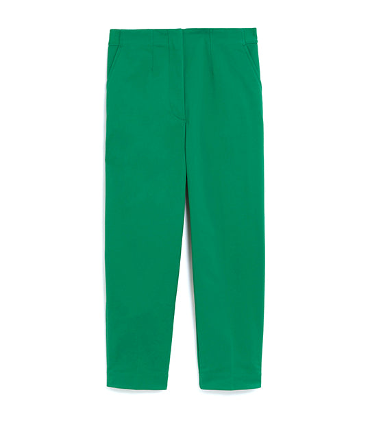 Cotton Blend Slim Fit Cropped Trousers Grass