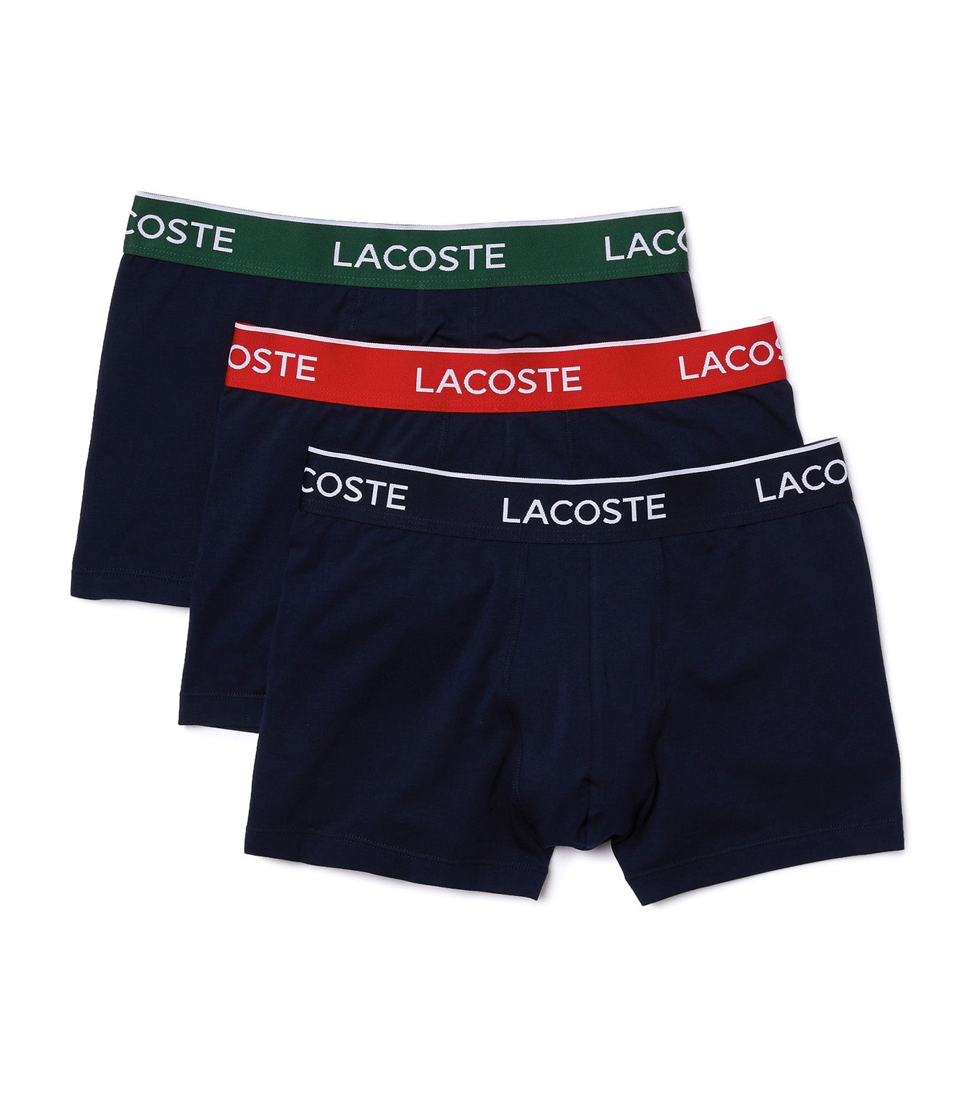 Pack of 3 Navy Casual Boxer Briefs With Contrasting Waistband Navy Blue/Green/Red