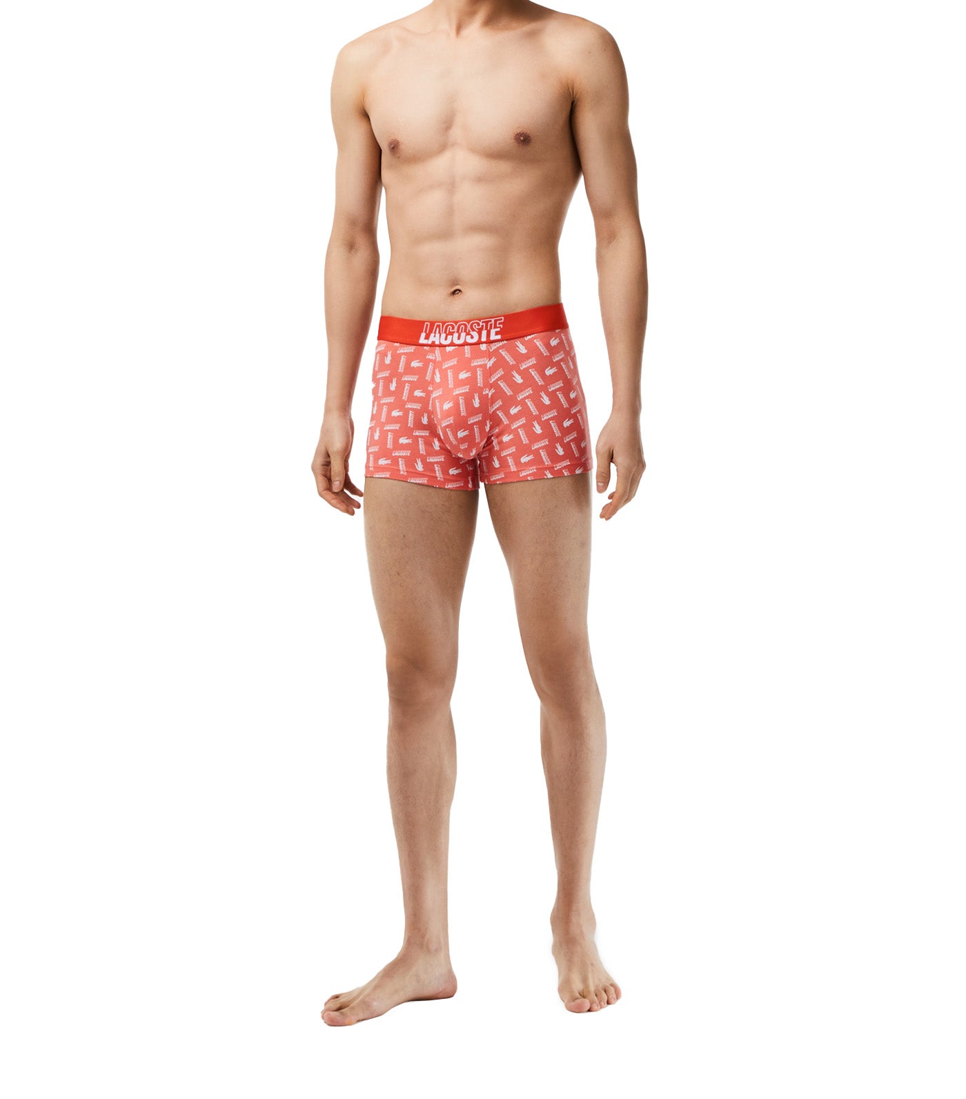 Men’s 3-Pack Lacoste Stretch Cotton Printed Trunks Watermelon/Silver Chine/White