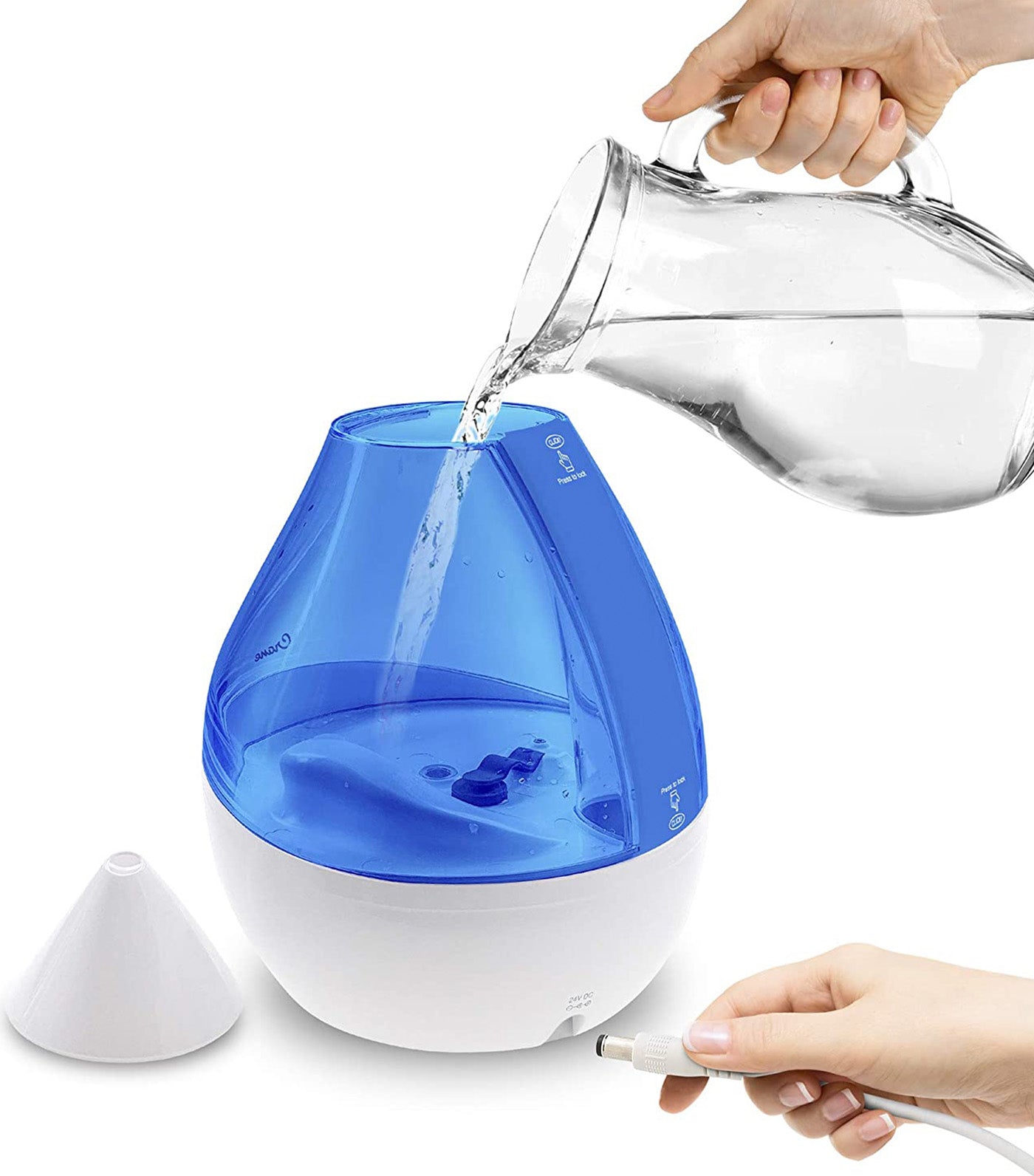 4-in-1 Top Fill Humidifier with Sound Machine and Vaporizer Function - Blue-White