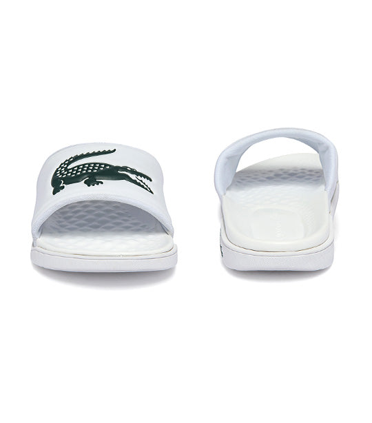 Men's Croco Dualiste Synthetic Logo Strap Slides White/Dark Green