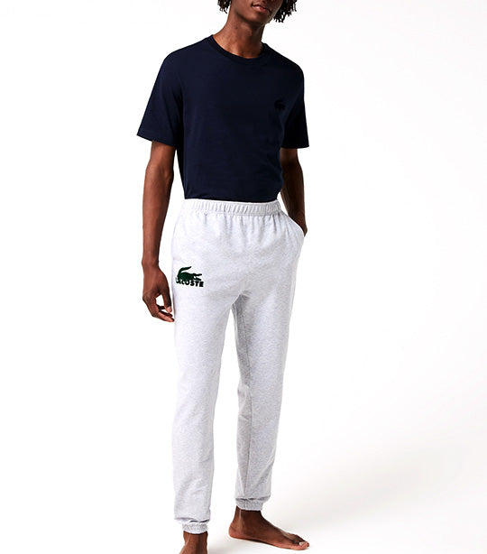 Men's Cotton Fleece Blend Indoor Jogging Pants Silver Chine/Green