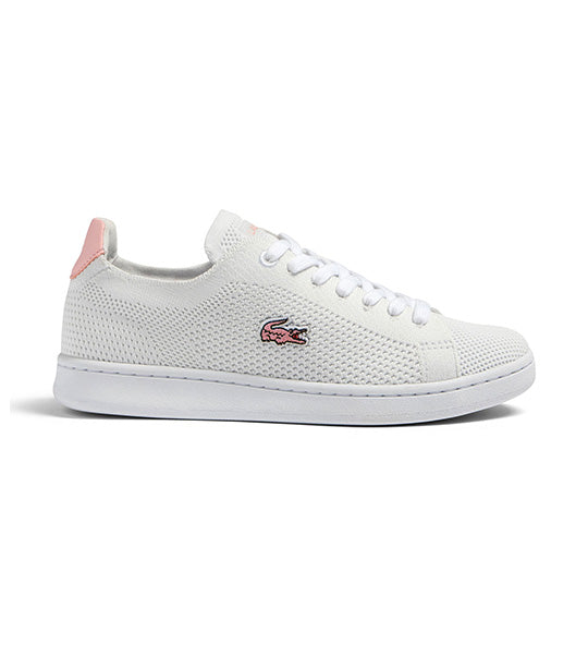 Womens white and sale pink lacoste trainers