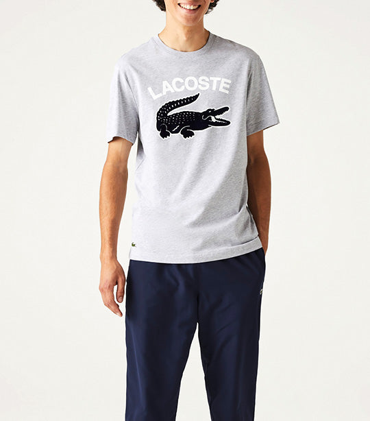 Men's Regular Fit XL Crocodile Print T-Shirt Silver Chine