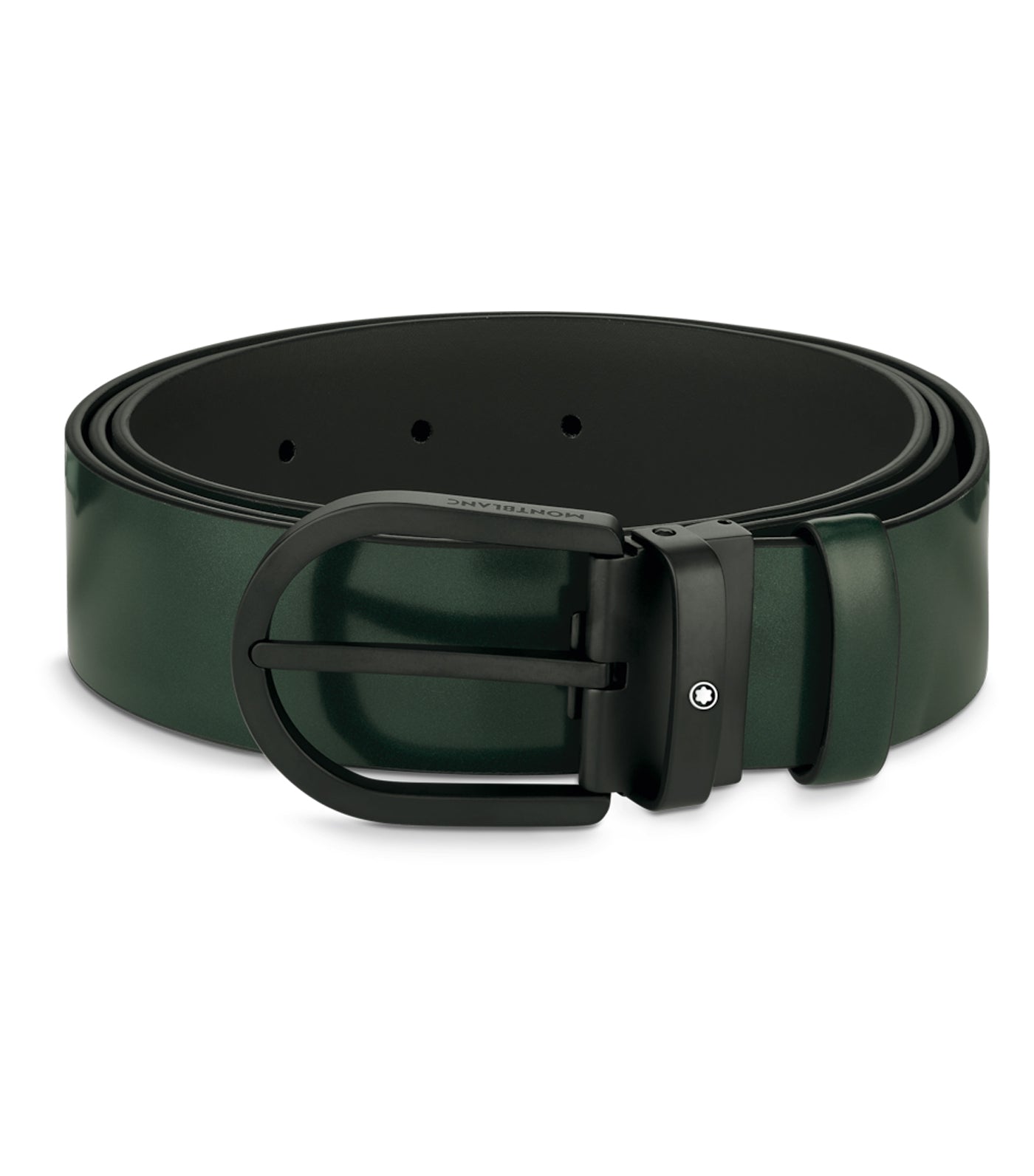 Horseshoe Buckle Leather Belt 35mm Green