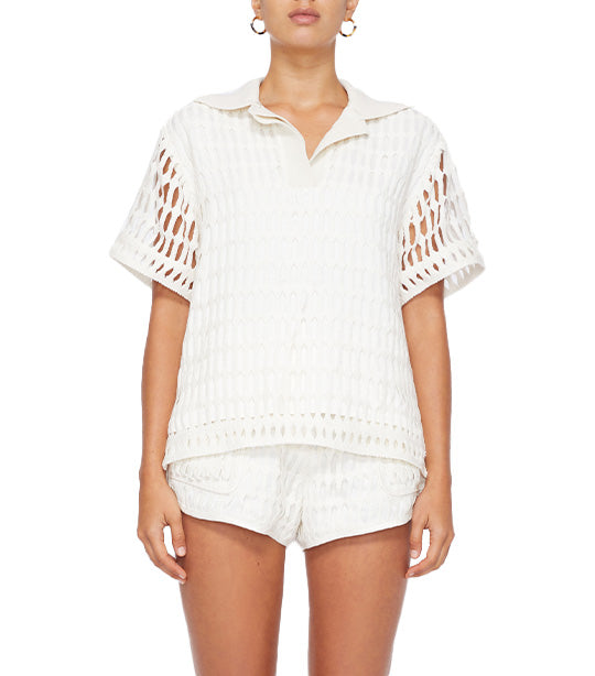 Rossi Cotton Mesh Polo Natural