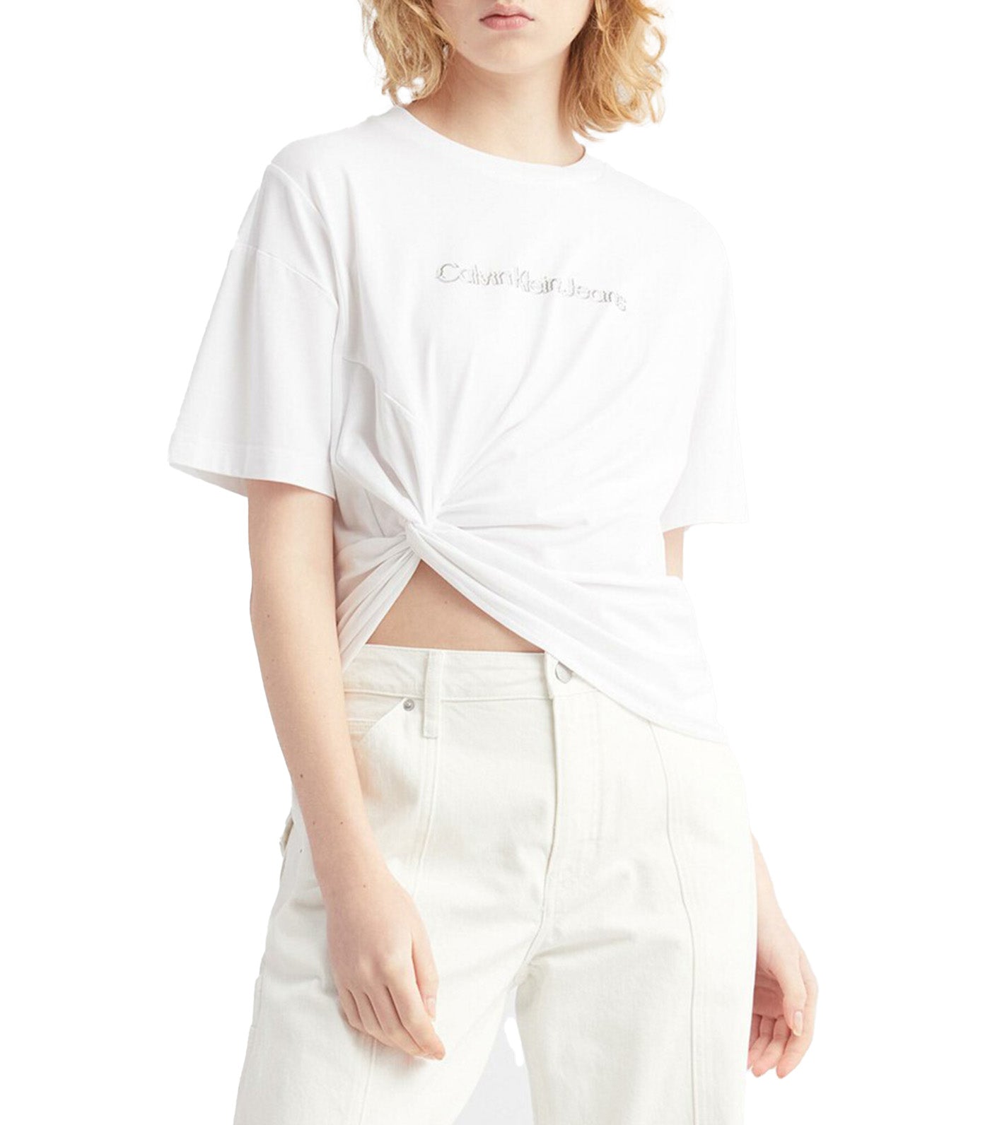 Movements Tee with Gathered Hem White