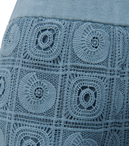 Radia Crochet Coverup Short Celeste Blue