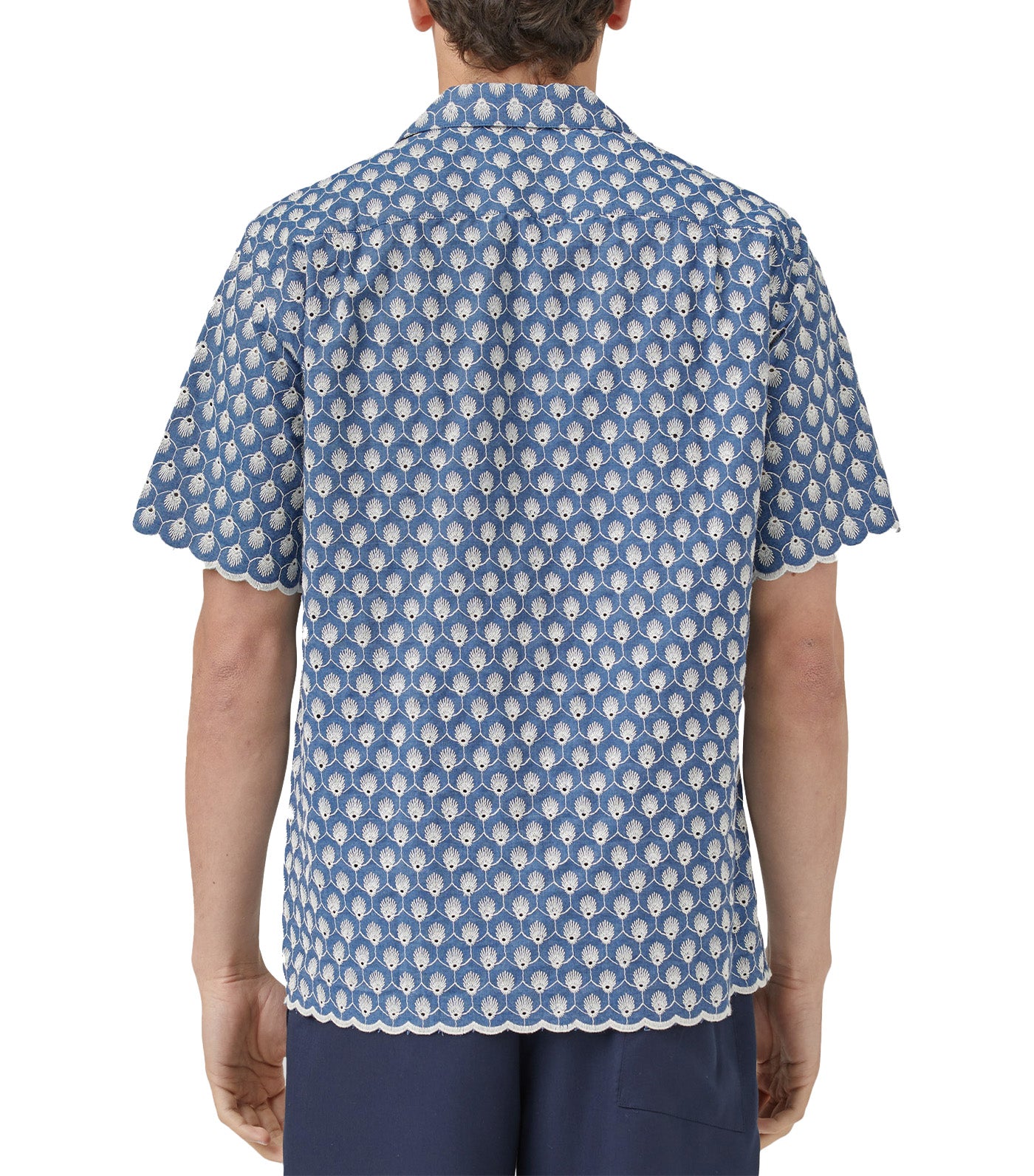 Denim Embroidery 1 Short Sleeved Shirt Blue