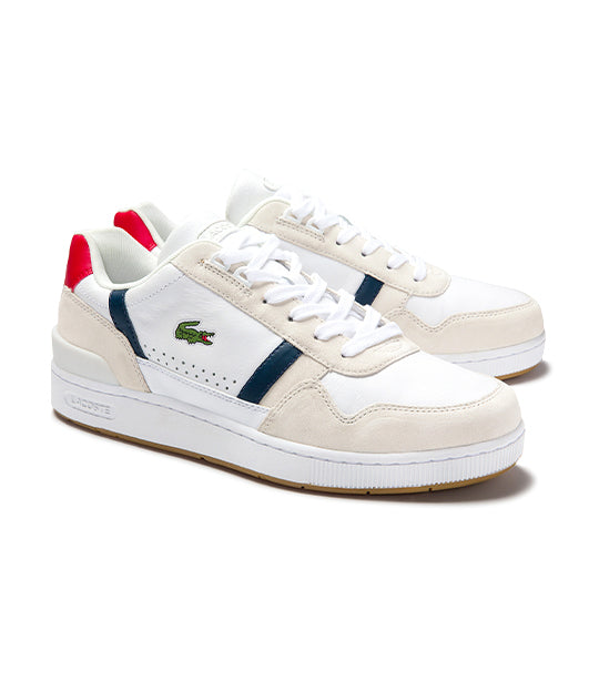 Men's T-Clip 0120 2 Leather and Suede Sneakers White/Navy/Red