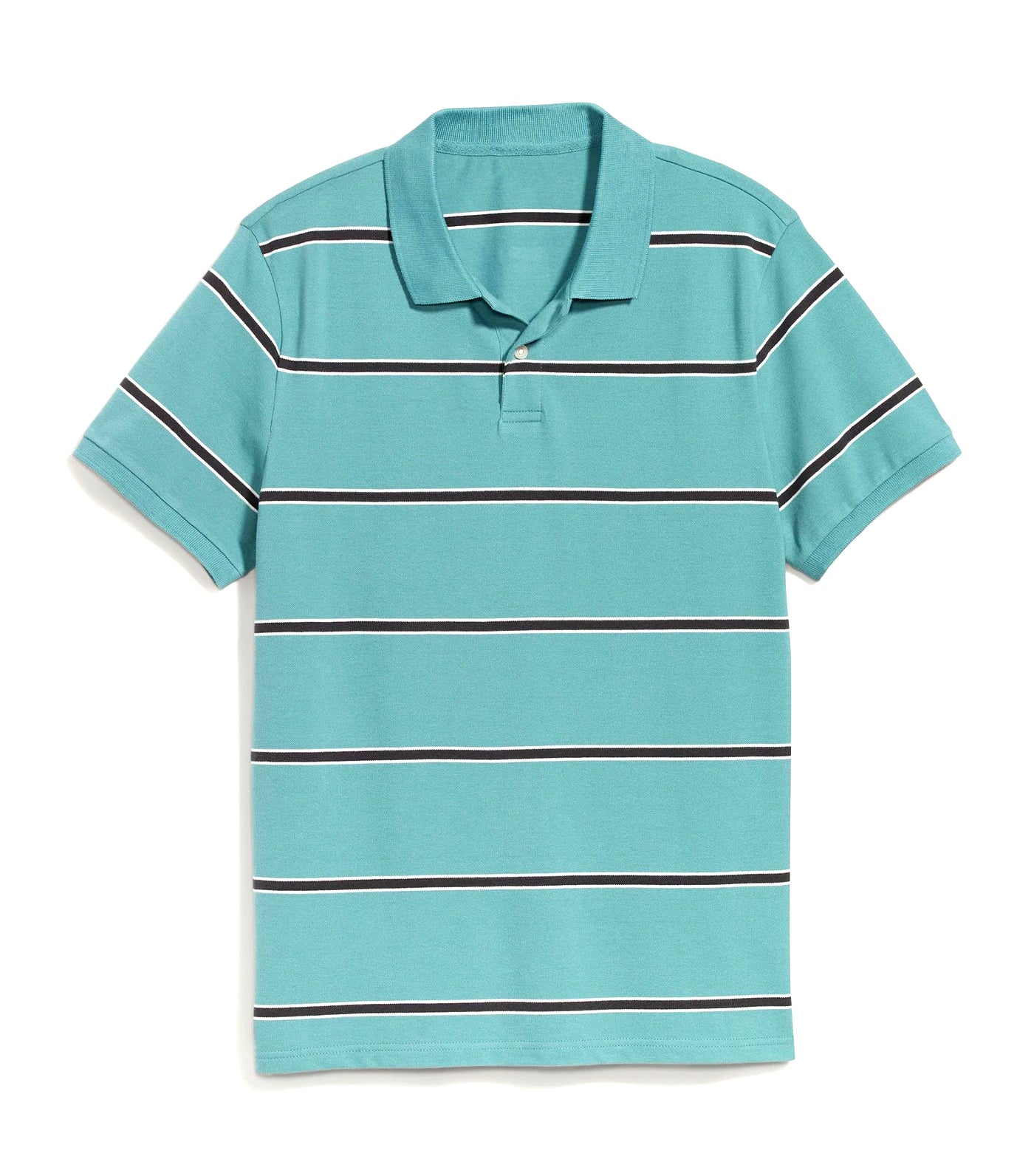 Moisture-Wicking Striped Pique Pro Polo Shirt for Men Darkwater Teal