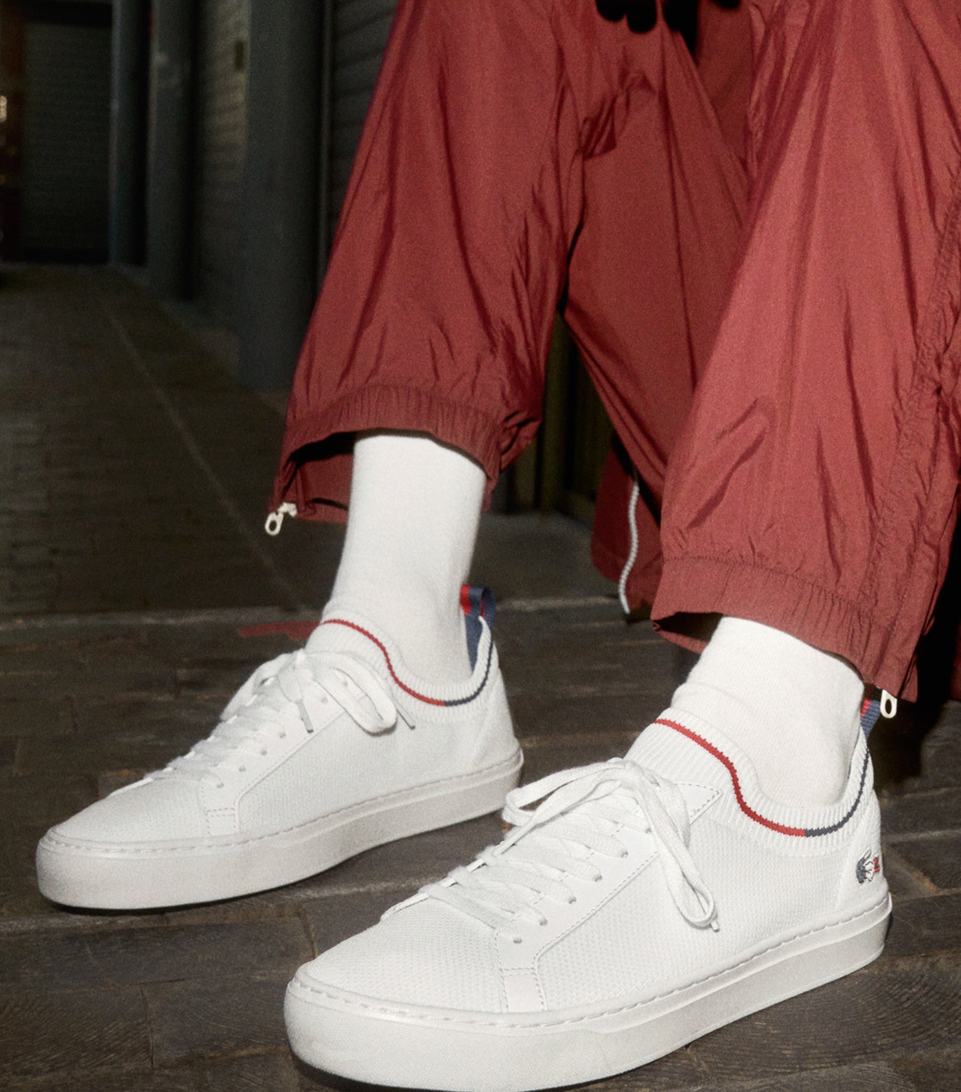 Men's La Piquée Textile Tricolor Sneakers White/Navy/Red