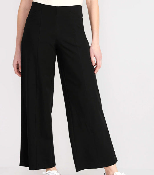 High-Waisted Pull-On Pixie Wide Leg Pants for Women Black Jack