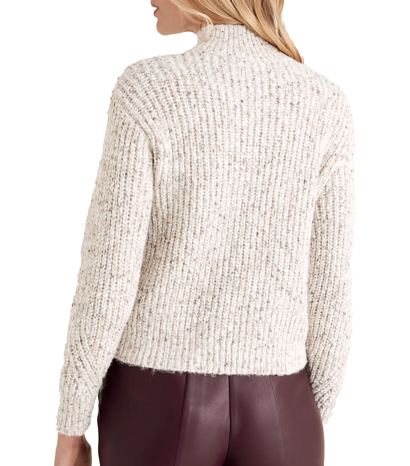 Textured Funnel Neck Relaxed Sweater Oatmeal