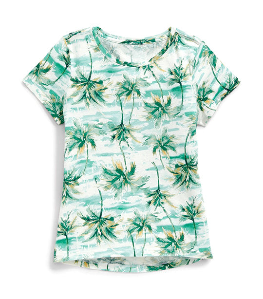 Old Navy Kids Softest Printed T-Shirt for Girls - Blue Palm
