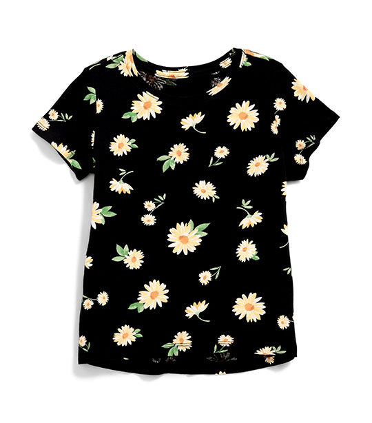 Old Navy Kids Softest Printed T-Shirt for Girls - Dark Daisy 