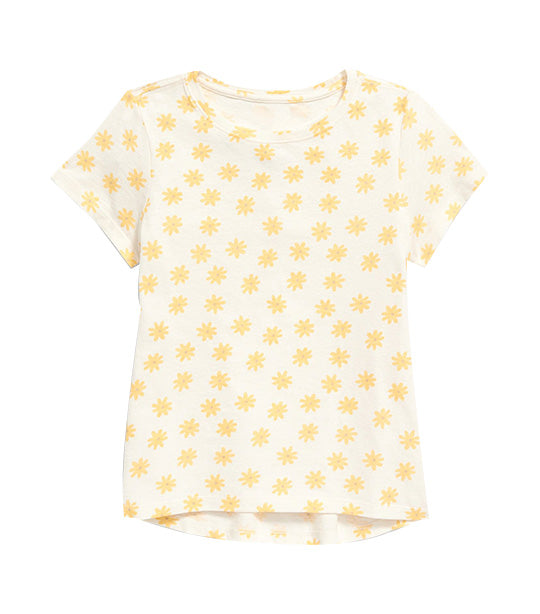 Old Navy Kids Softest Printed T-Shirt for Girls - White Daisy