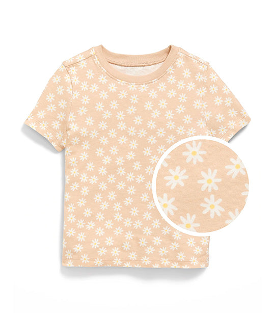 Unisex Printed Crew-Neck T-Shirt for Toddler - Neutral Floral