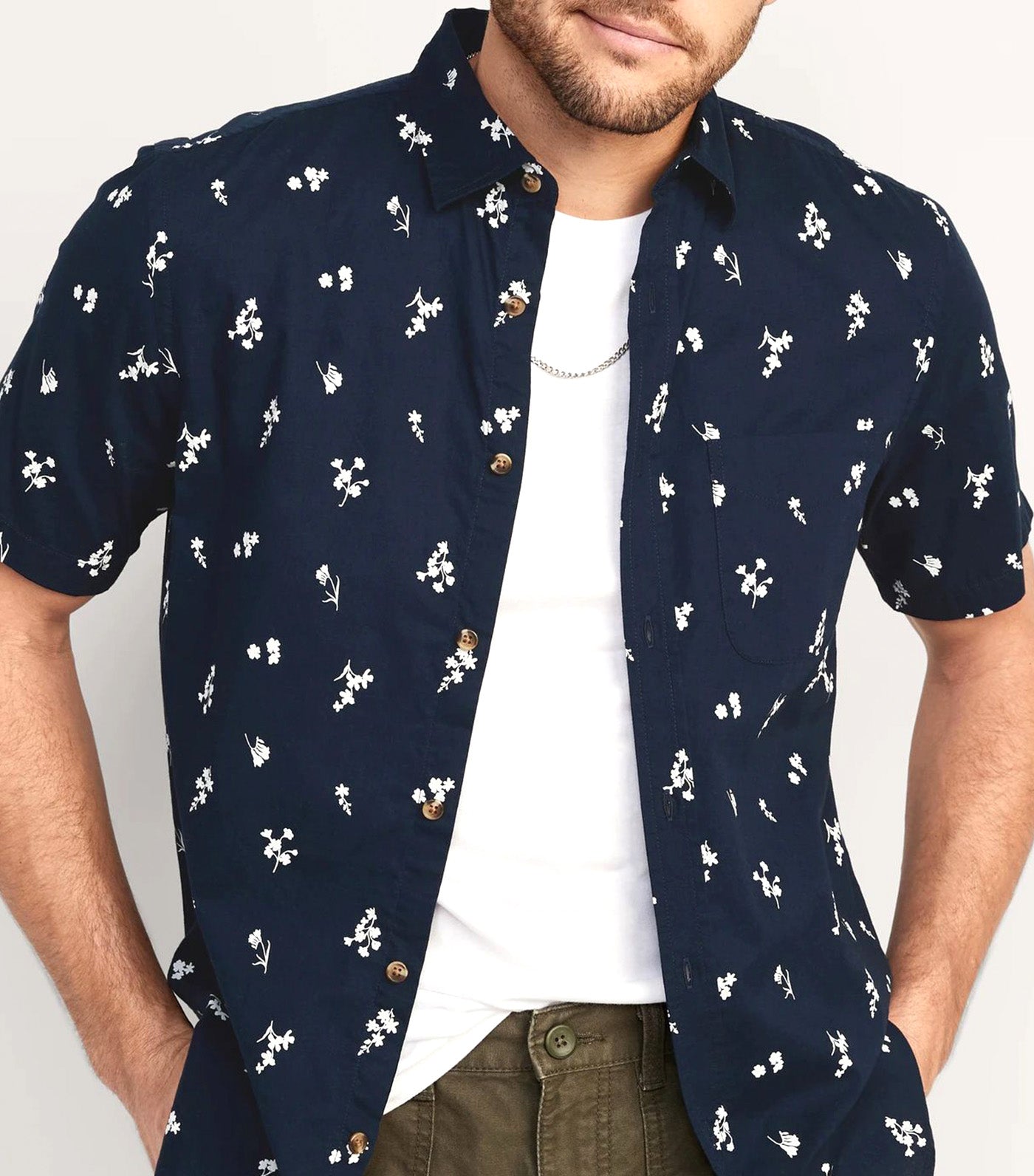 Everyday Short-Sleeve Shirt for Men Navy Floral
