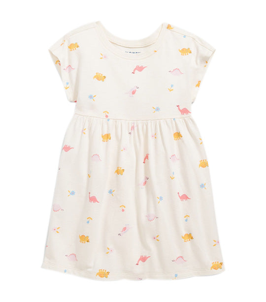 Dolman-Sleeve Fit & Flare Dress for Toddler Girls - Dinosaurs