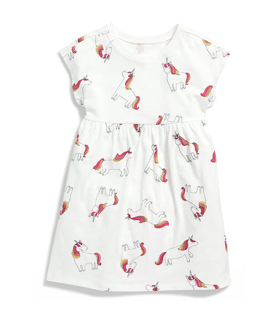 Dolman-Sleeve Fit & Flare Dress for Toddler Girls - Unicorns