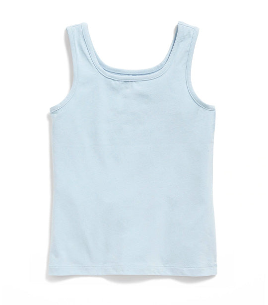 Solid Fitted Tank Top for Girls -  Afternoon Storm Blue