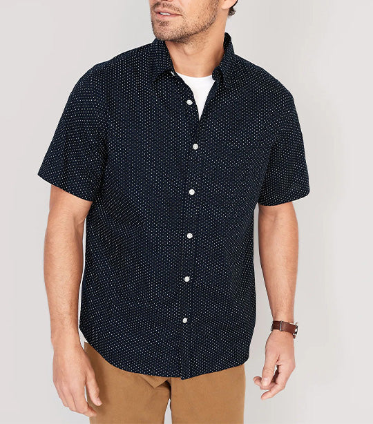 Regular Fit Everyday Poplin Shirt for Men Navy Dots