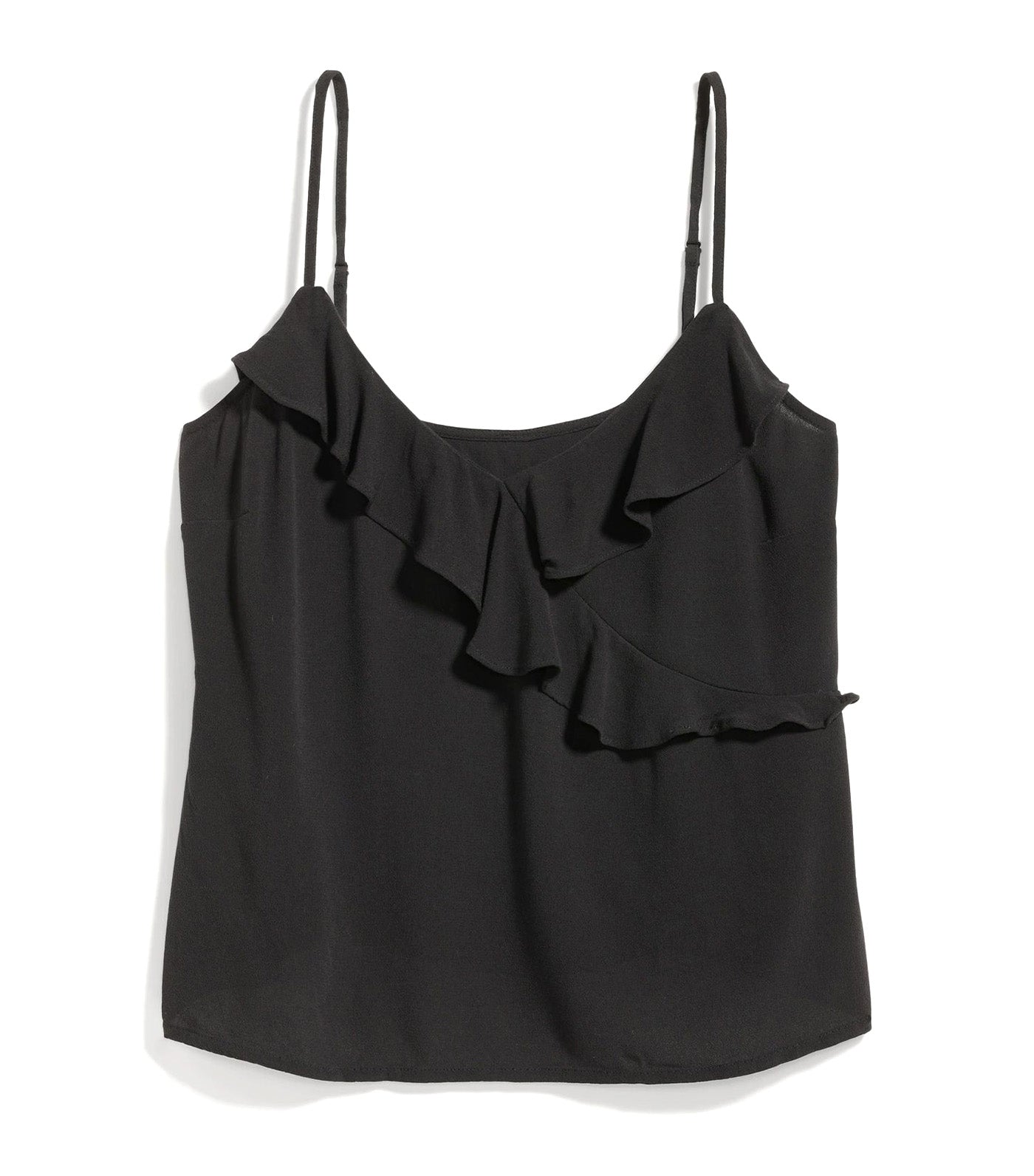 Textured Ruffled Wrap-Effect Cami Top for Women Black Jack