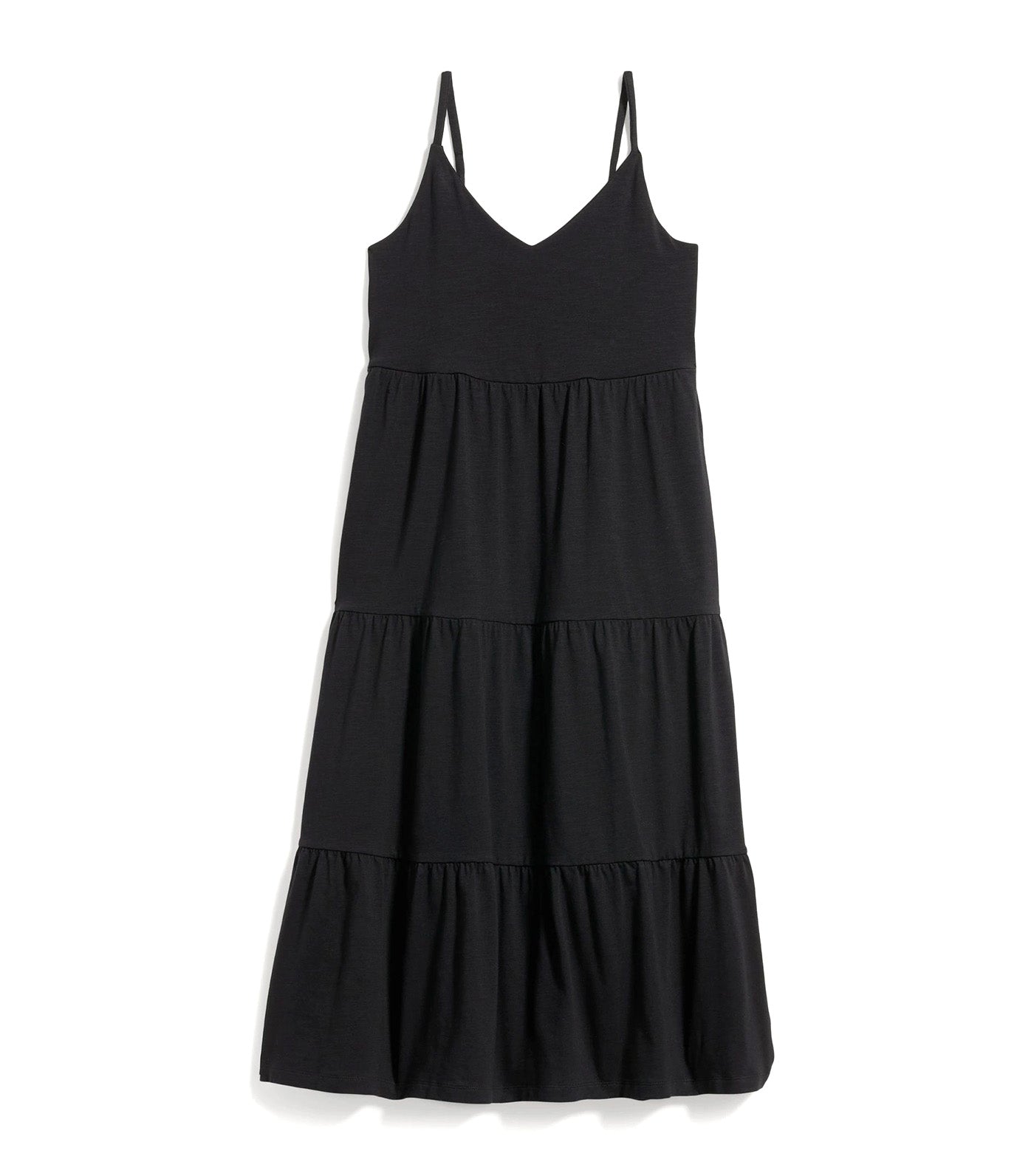 Tie-Back Tiered Midi Cami Swing Dress for Women Black Jack