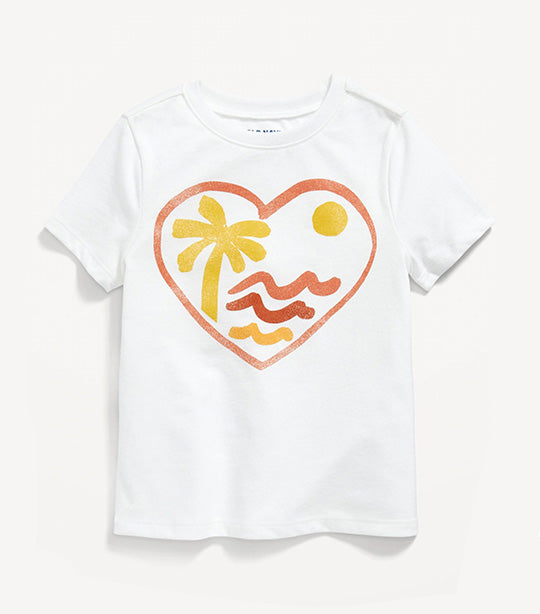 Old Navy Kids Unisex Graphic T-Shirt for Toddler - Heart Waves