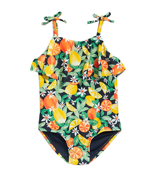 Old Navy Kids Matching Patterned Ruffle-Trim One-Piece Swimsuit for Toddler  Girls - Mixed Fruit