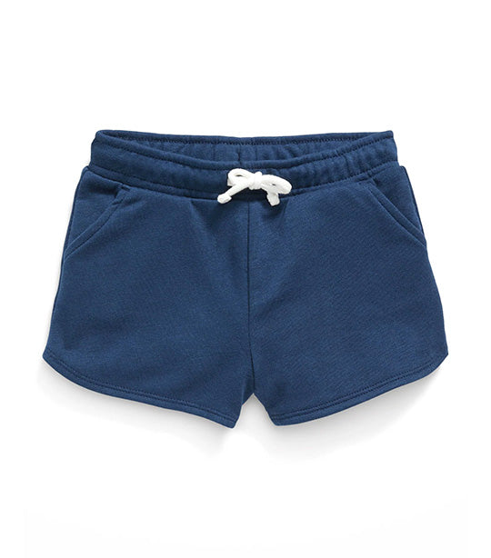 French Terry Drawstring Dolphin-Hem Shorts for Toddler Girls - Obscure Night