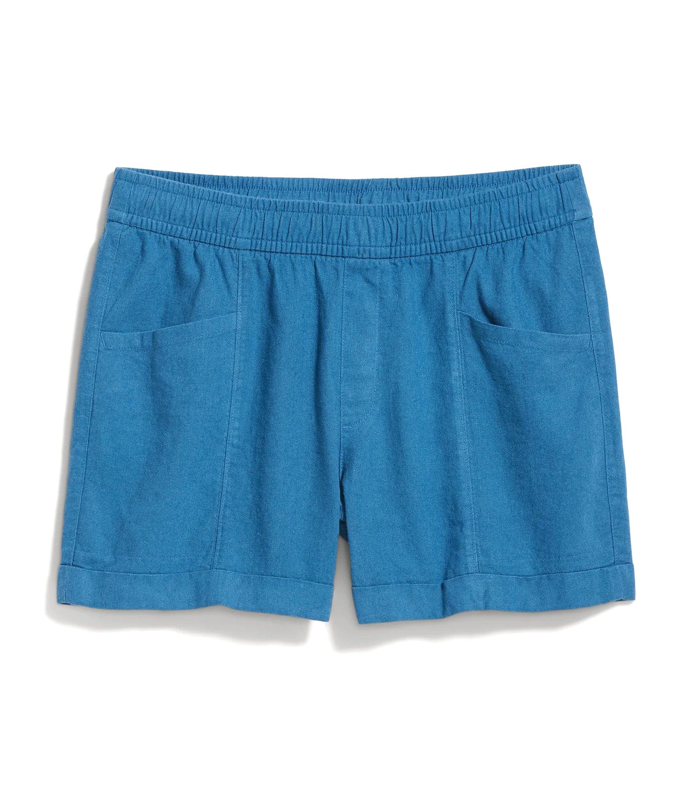 High-Waisted Linen-Blend Shorts for Women 3.5-Inch Inseam Batik Blue
