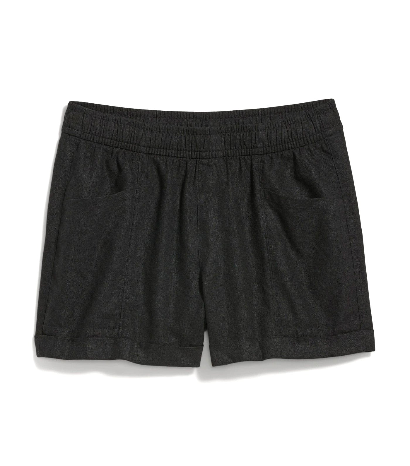 High-Waisted Linen-Blend Shorts for Women 3.5-Inch Inseam Black Jack