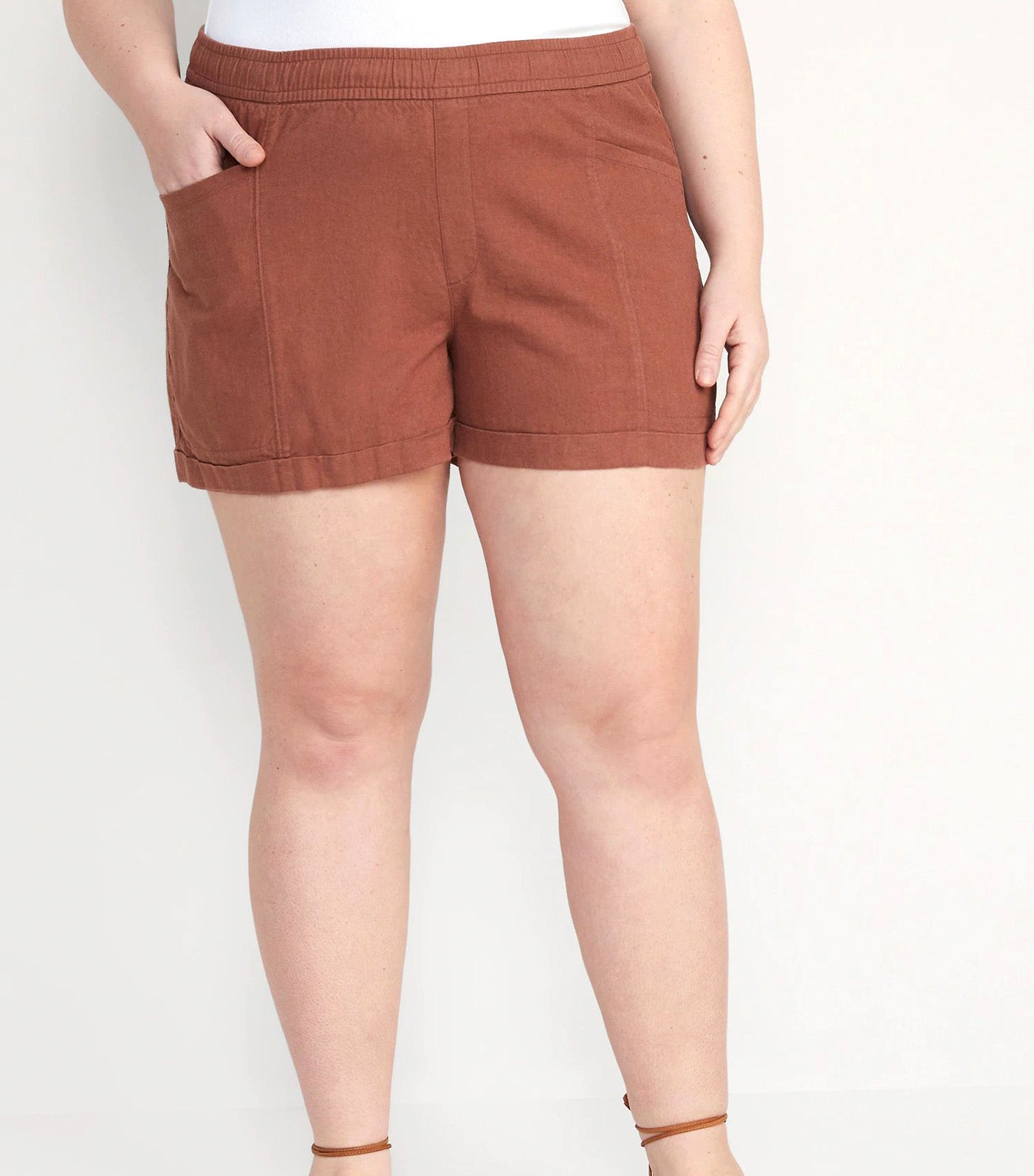 High-Waisted Linen-Blend Shorts for Women 3.5-Inch Inseam Maplewood