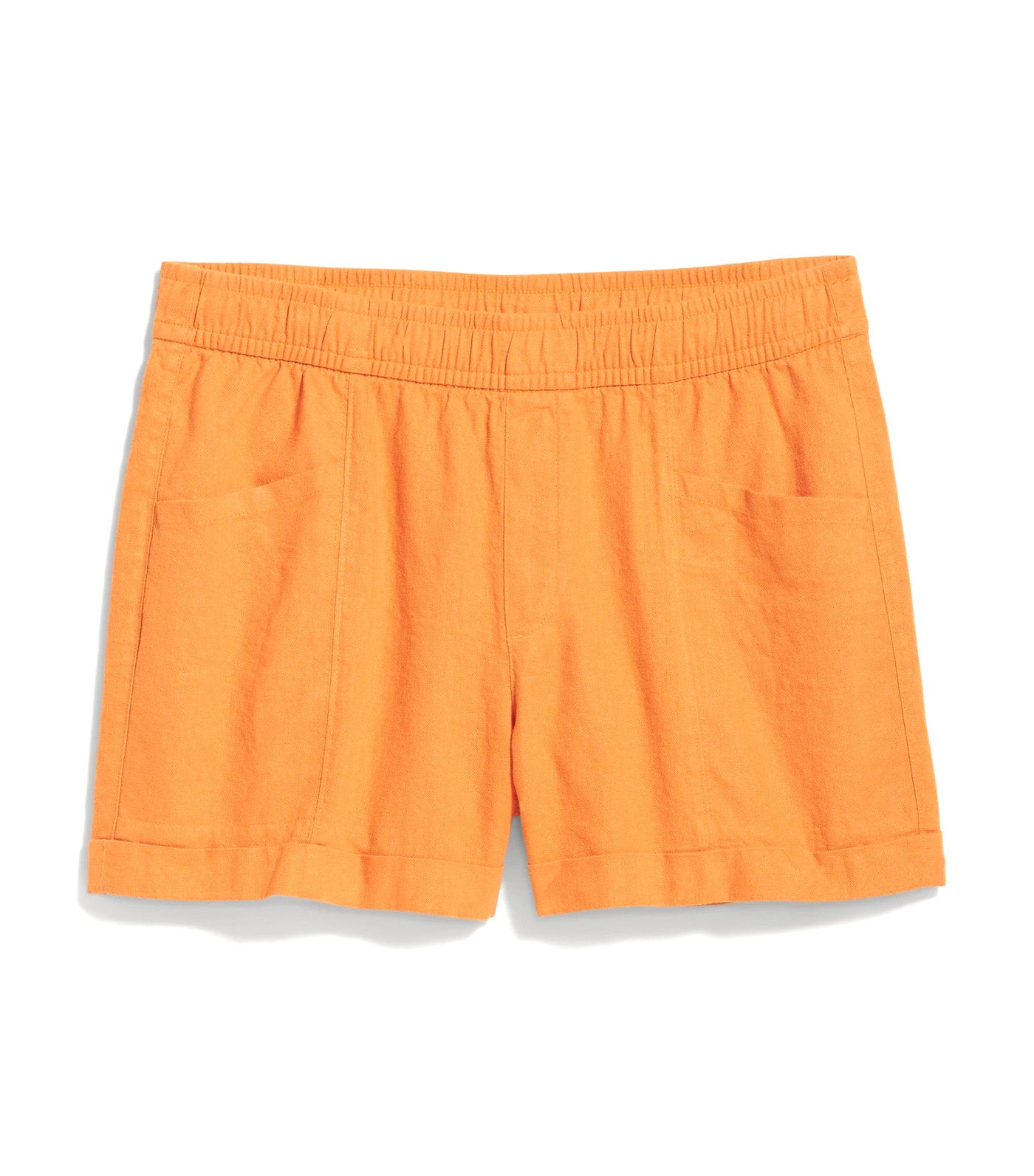 High-Waisted Linen-Blend Shorts for Women 3.5-Inch Inseam Wild Papaya