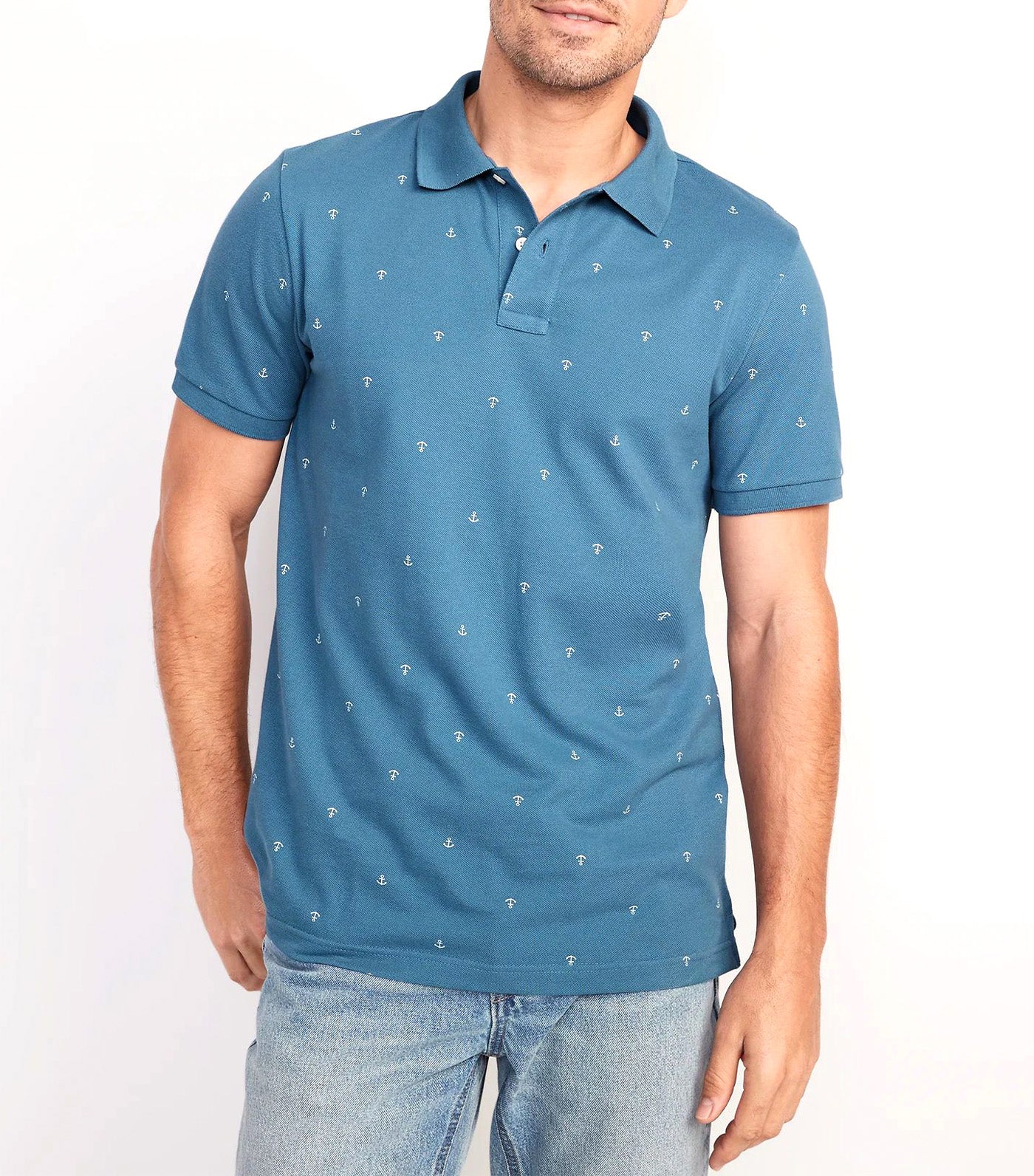 Moisture-Wicking Pique Pro Polo Shirt for Men Anchor Blue