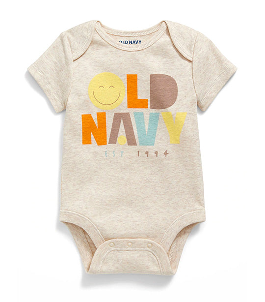 Unisex Short-Sleeve Logo-Graphic Bodysuit for Baby - Oatmeal Heather