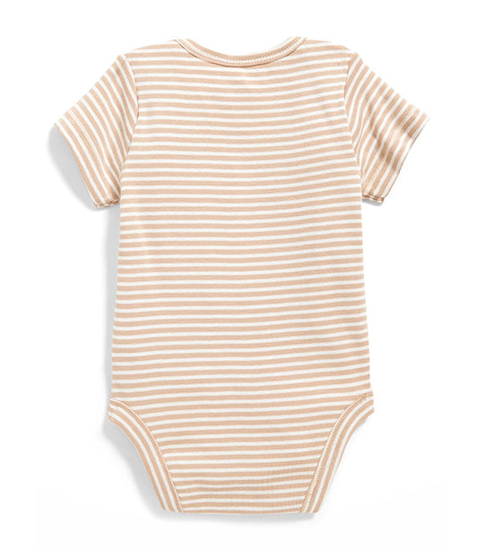 Unisex Short-Sleeve Logo-Graphic Bodysuit for Baby - Tonal Stripe