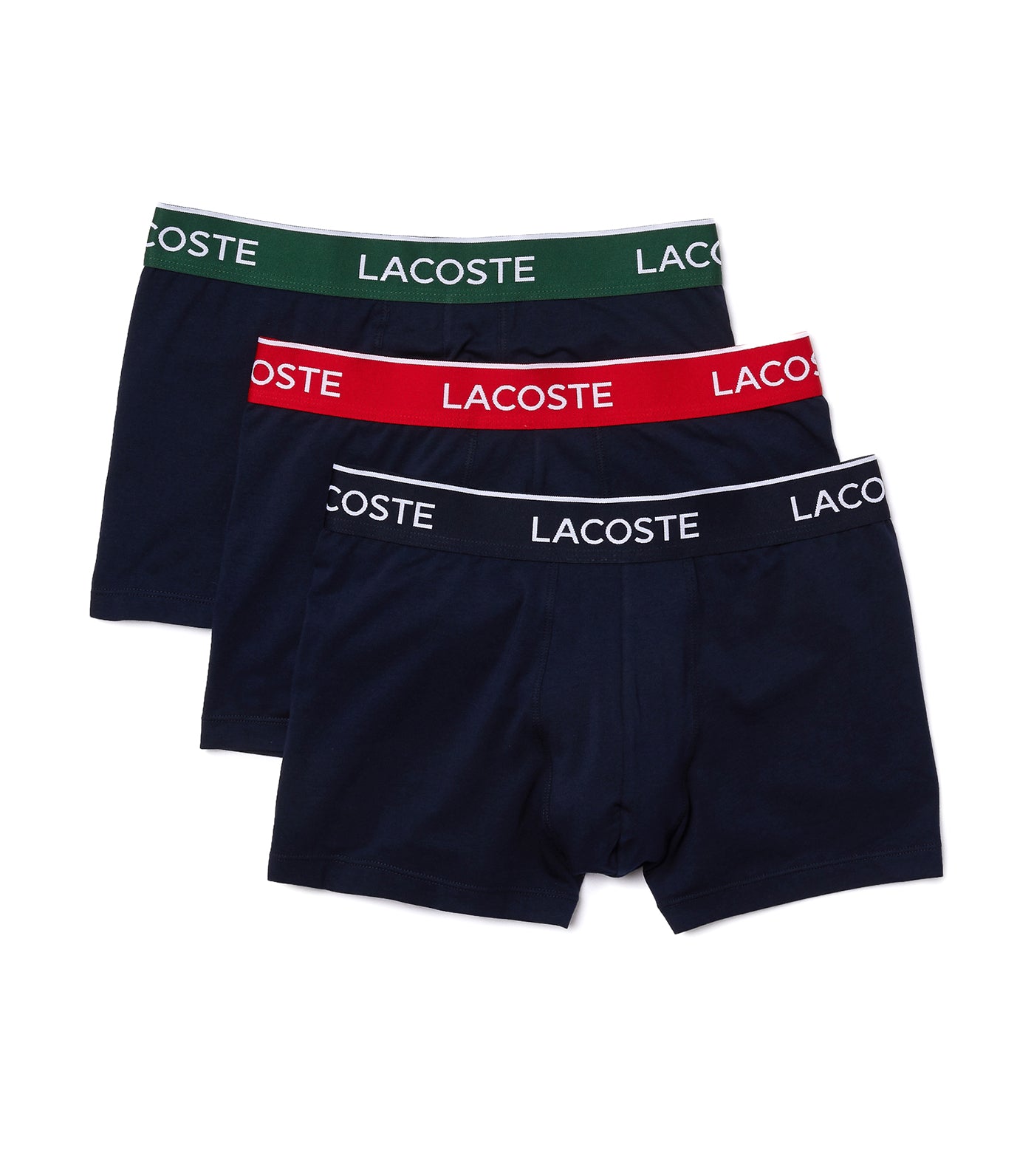 Pack of 3 Navy Casual Boxer Briefs With Contrasting Waistband Green/Red/Navy