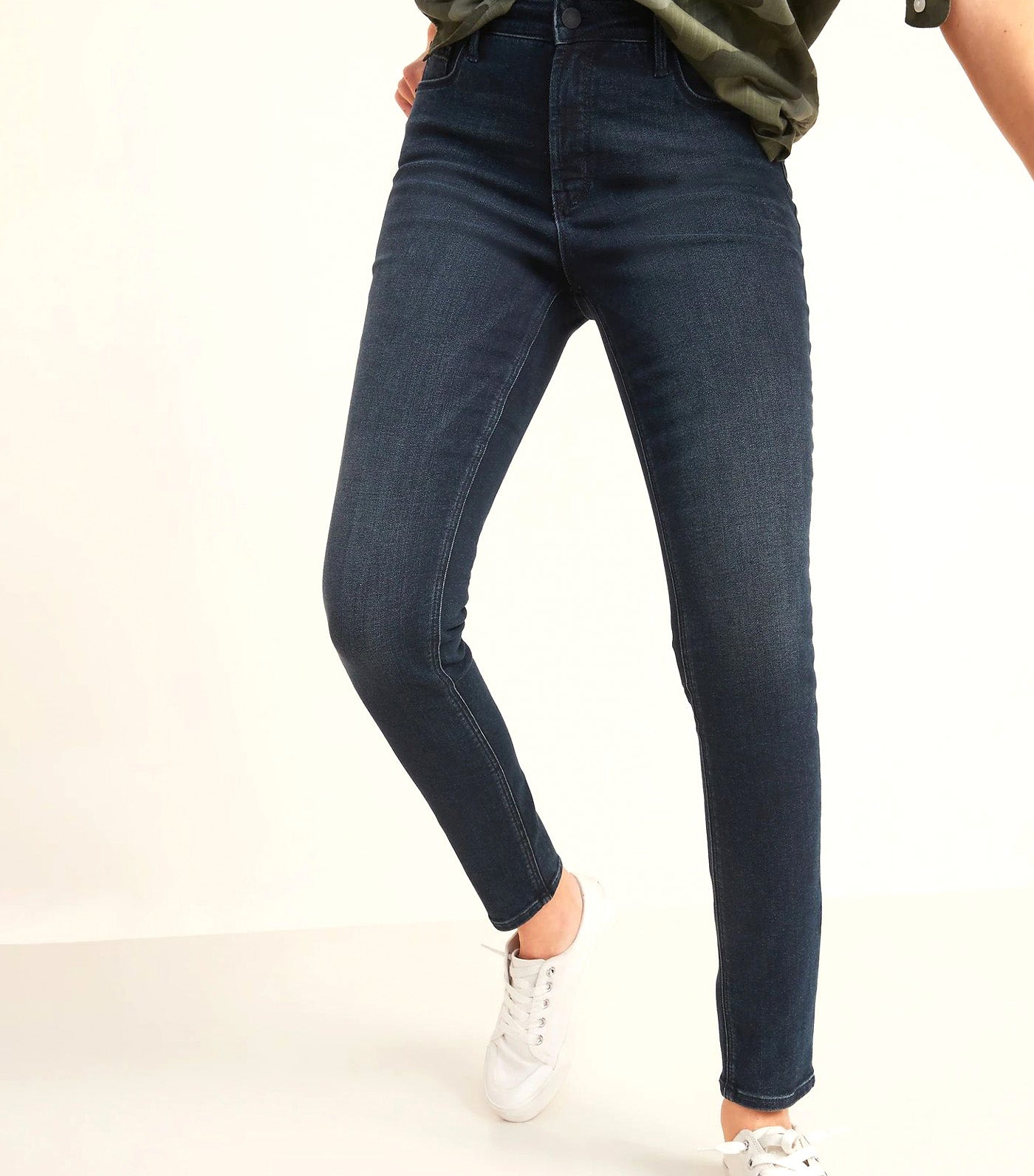High-Waisted Rockstar Super Skinny Dark-Wash Jeans for Women Bermuda
