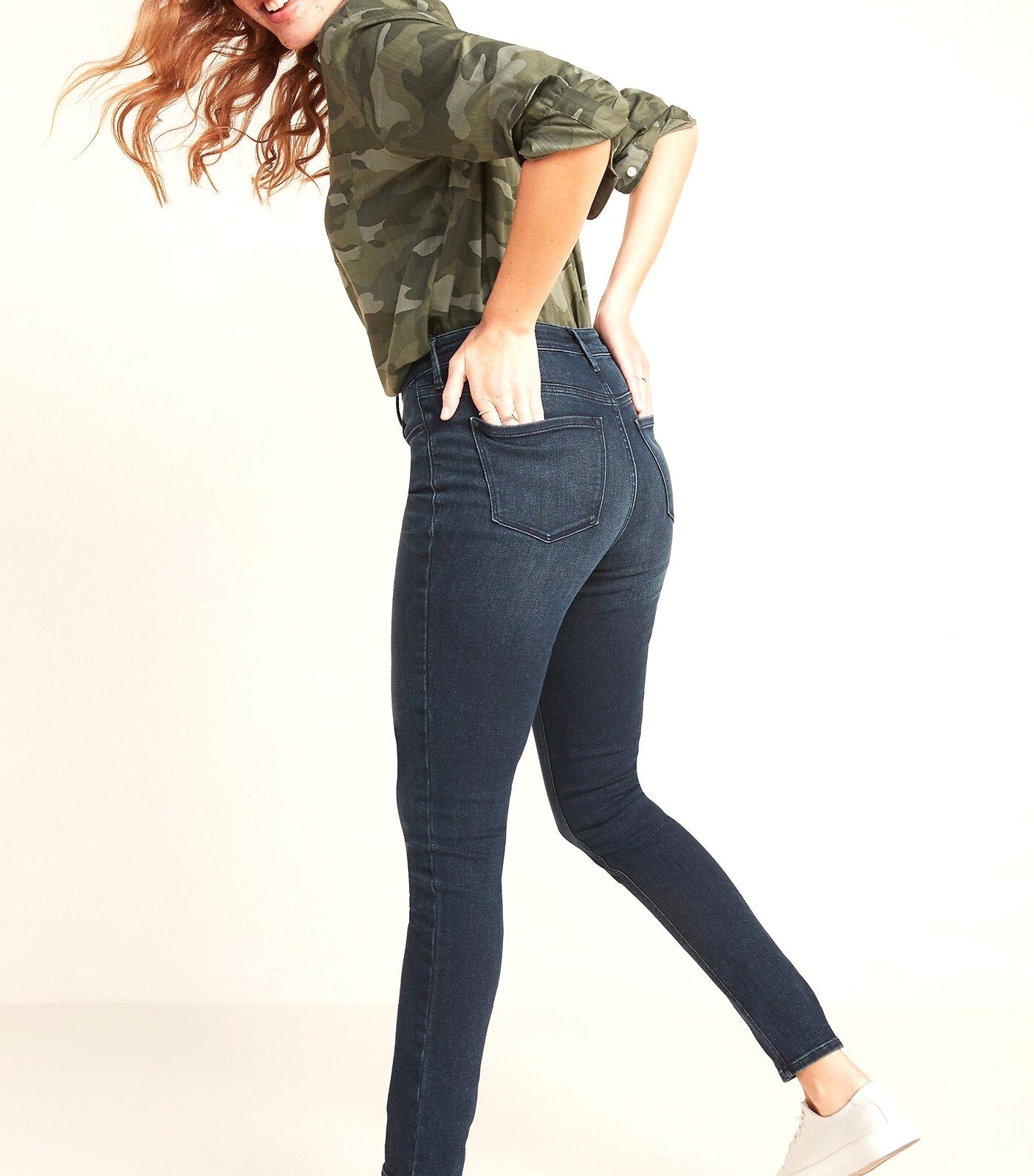 High-Waisted Rockstar Super Skinny Dark-Wash Jeans for Women Bermuda