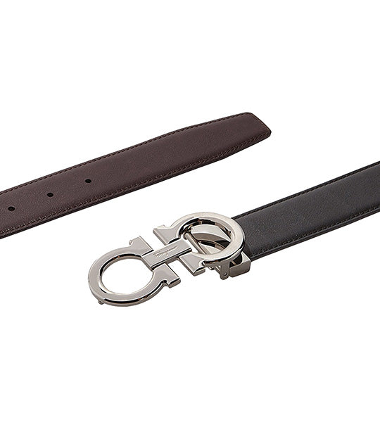 Reversible and Adjustable Gancini Belt Black