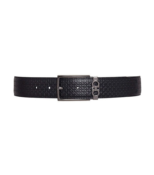 Reversible and Adjustable Gancini Belt Black