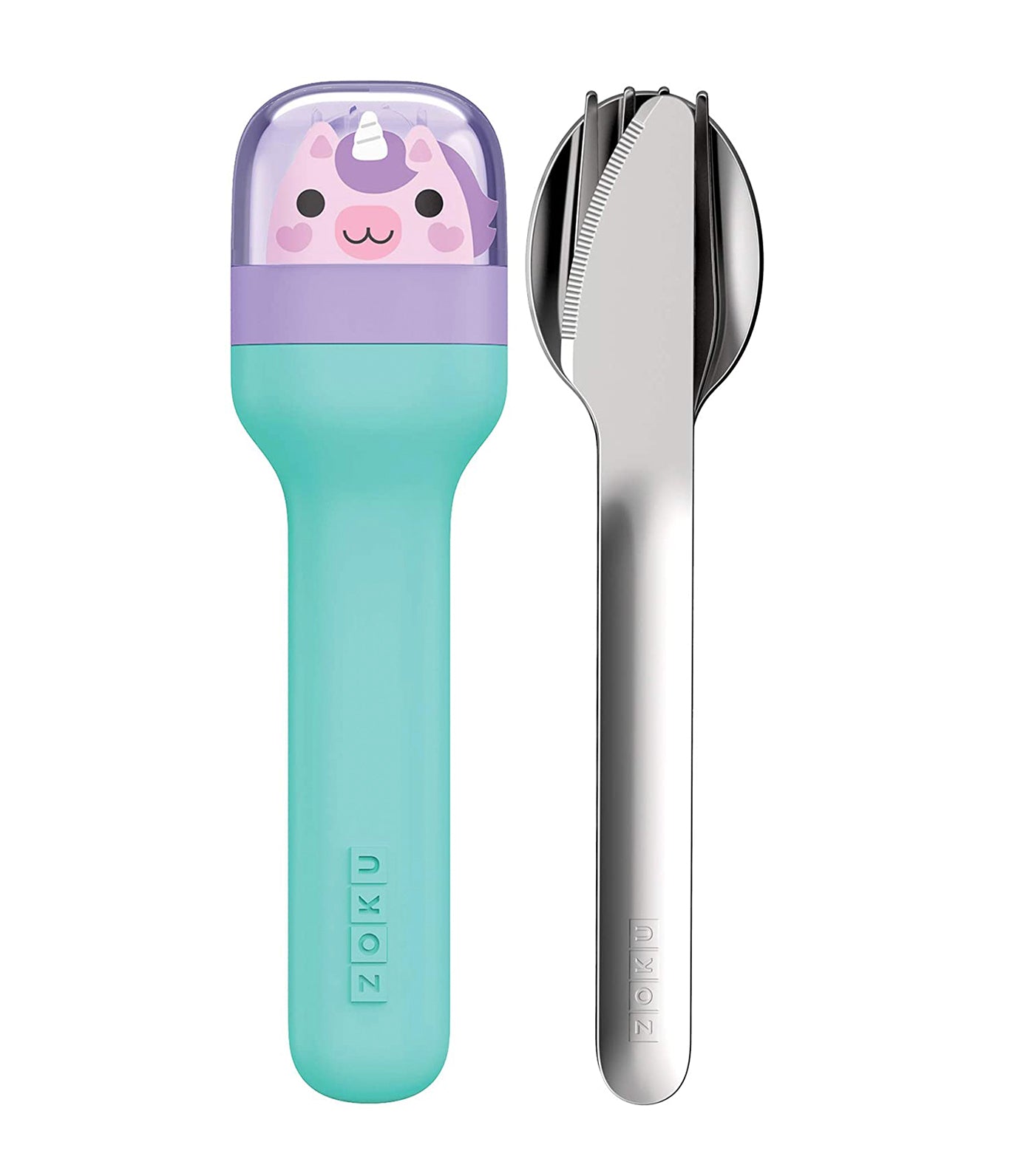 zoku kids pocket utensil set - unicorn